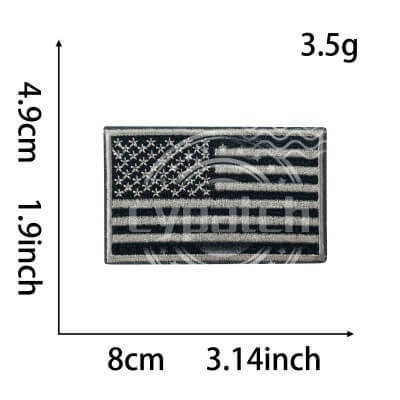 Black and white American flag embroidered patch tactical style