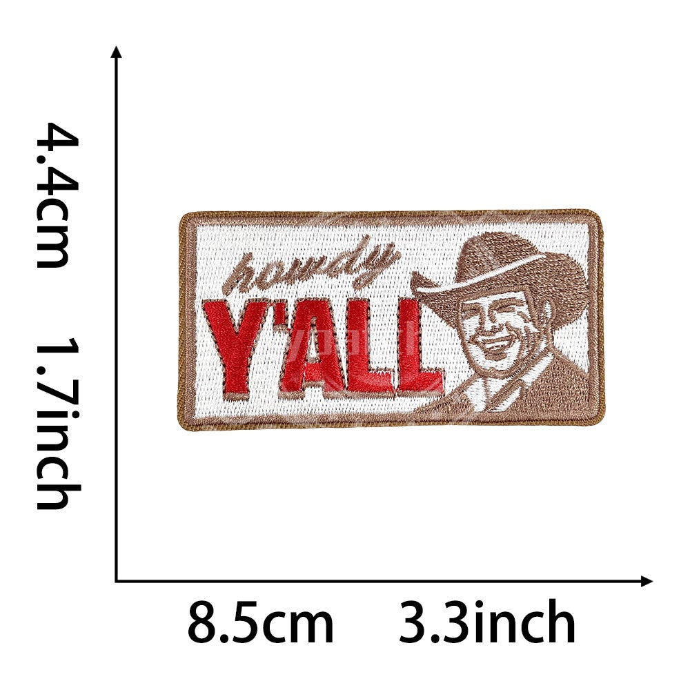 Howdy Y’all Embroidered Patch – Western Cowboy Iron-On for Jackets & Bags - CYpatches
