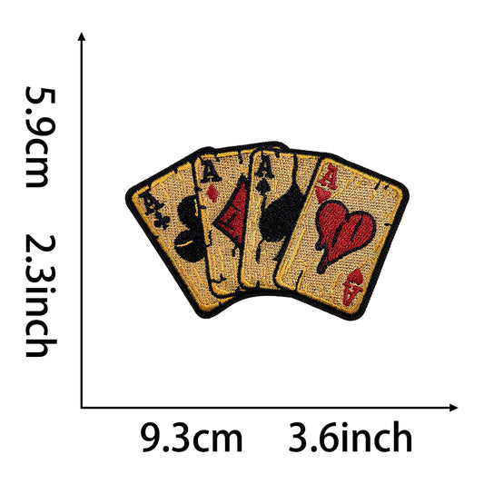 Poker Playing Cards Embroidered Patch – Iron-On Ace Patch for Jackets, Bags, Vests – 9.3cm x 5.9cm - CYpatches