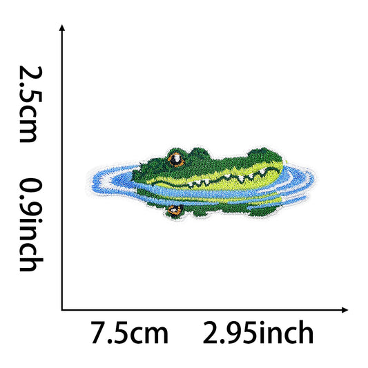 Cute Crocodile Embroidered Patch – Iron-On Animal Patch for Jackets, Bags, Jeans – 7.5cm x 2.5cm - CYpatches