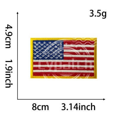 Colorful American flag embroidered patch with yellow border