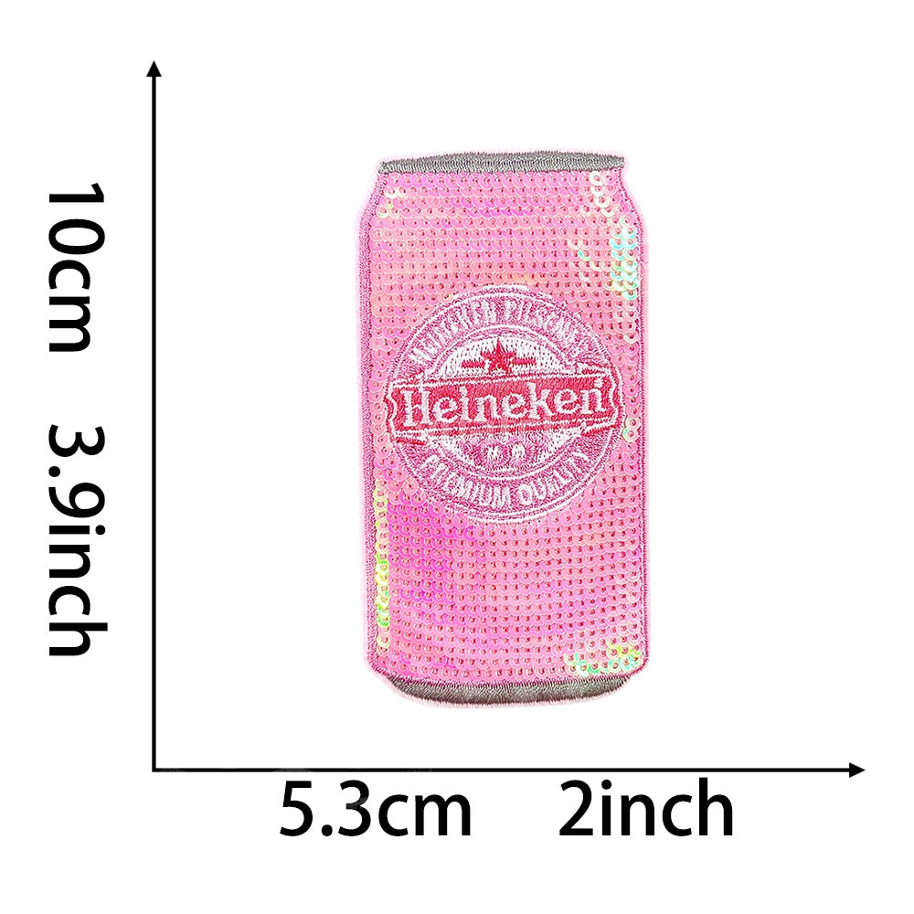 Pink Sequin Beer Can Patches – Miller, Sam Adams, Heineken - CYpatches