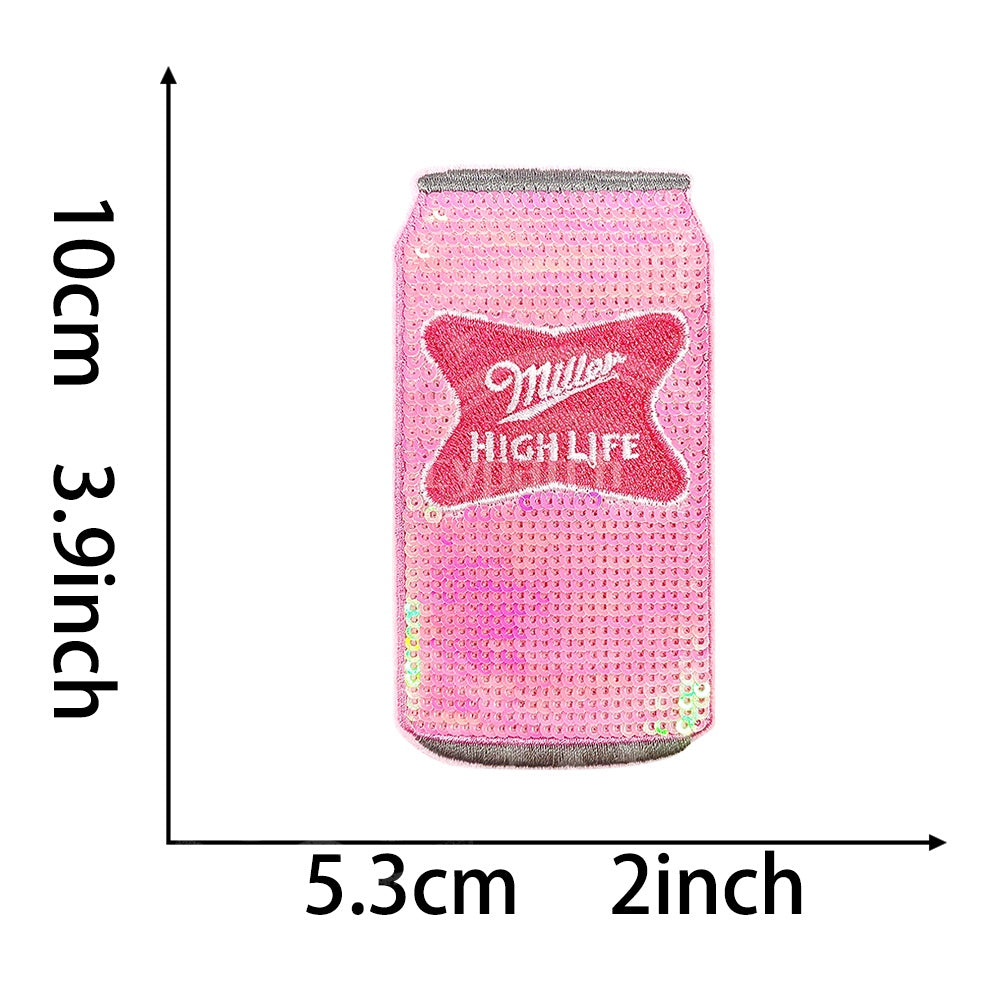 Pink Sequin Beer Can Patches – Miller, Sam Adams, Heineken - CYpatches