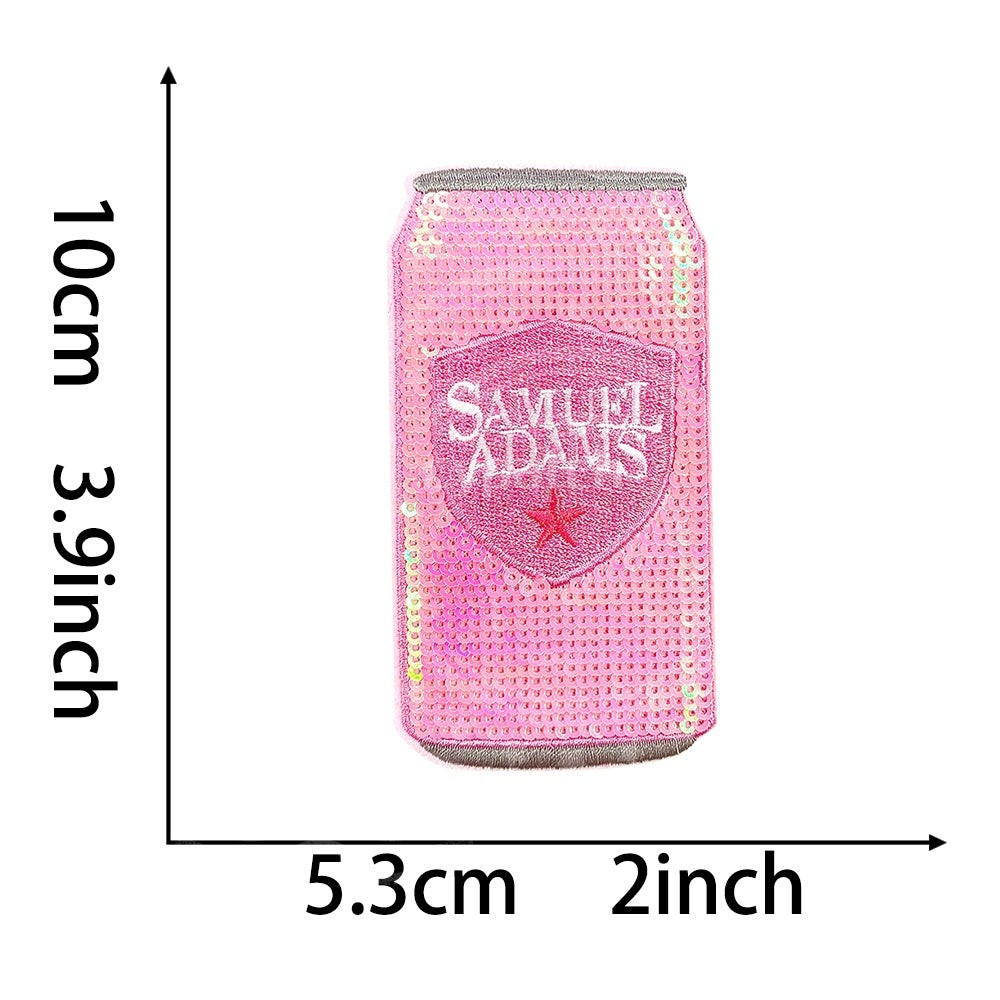 Pink Sequin Beer Can Patches – Miller, Sam Adams, Heineken - CYpatches
