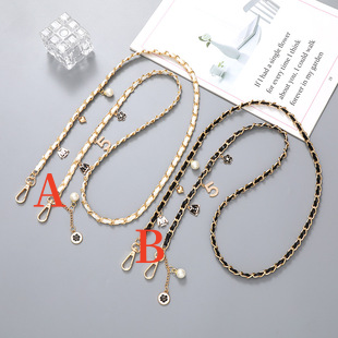 Vintage braided chain hat straps in white and black with pearl and number charms labeled A and B

